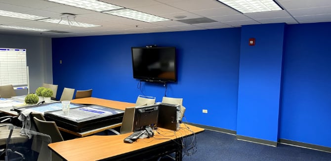 chevrolet dealership interior painting in naperville
